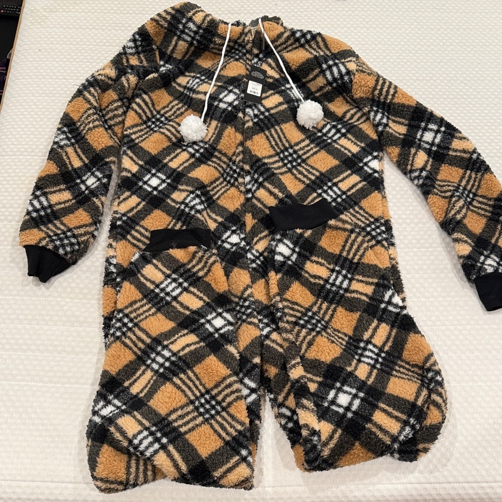 Plaid Hooded Womens Zip Up One Piece